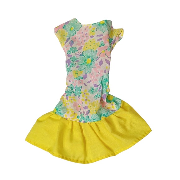 Barbie Other - Vintage Genuine‎ Barbie Pastel Floral Yellow Green Dress 90s Purple Label